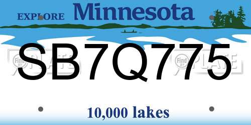 SB7Q775 Minnesota License Plate