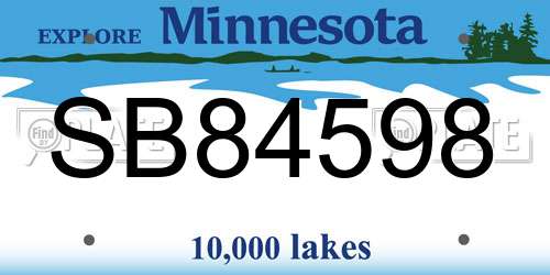 SB84598 Minnesota License Plate