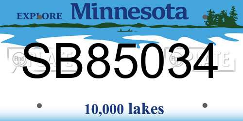 SB85034 Minnesota License Plate
