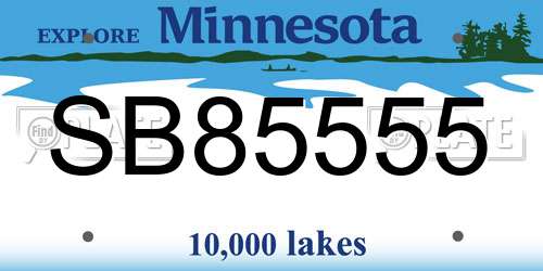 SB85555 Minnesota License Plate