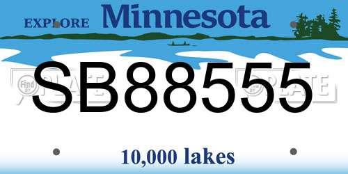 SB88555 Minnesota License Plate