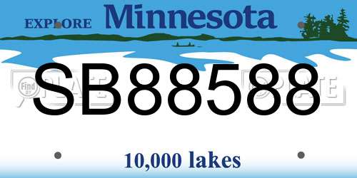 SB88588 Minnesota License Plate