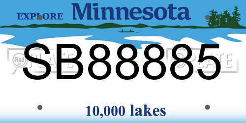 SB88885 Minnesota License Plate