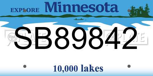 SB89842 Minnesota License Plate
