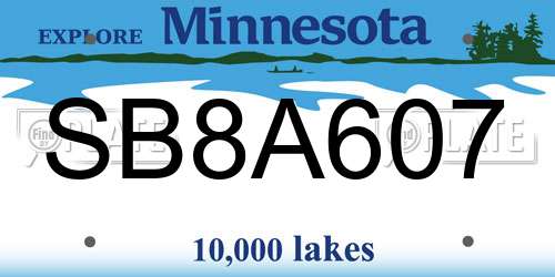 SB8A607 Minnesota License Plate