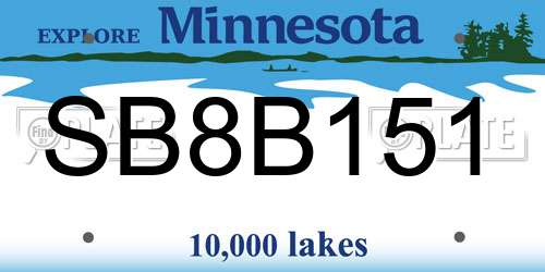 SB8B151 Minnesota License Plate