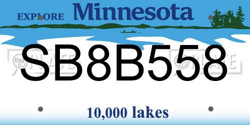 SB8B558 Minnesota License Plate