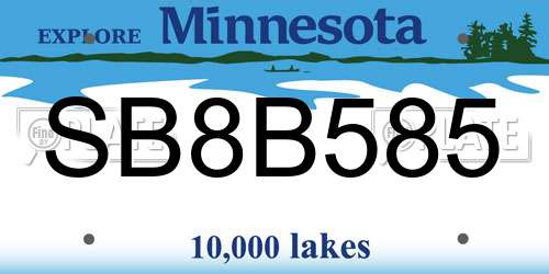 SB8B585 Minnesota License Plate
