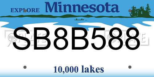 SB8B588 Minnesota License Plate