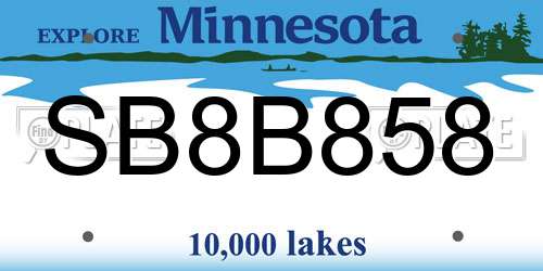SB8B858 Minnesota License Plate