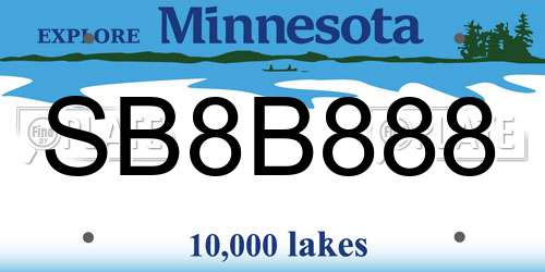 SB8B888 Minnesota License Plate