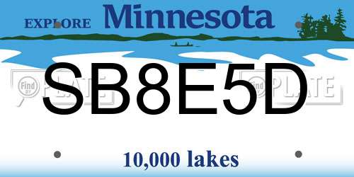 SB8E5D Minnesota License Plate
