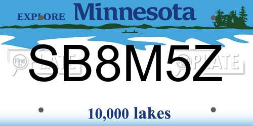SB8M5Z Minnesota License Plate