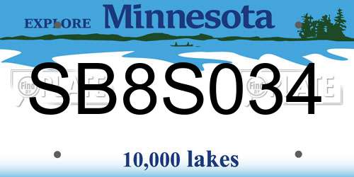 SB8S034 Minnesota License Plate