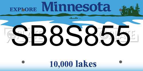 SB8S855 Minnesota License Plate