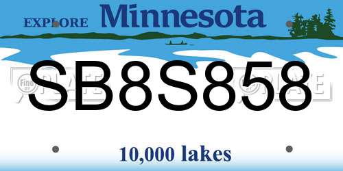 SB8S858 Minnesota License Plate