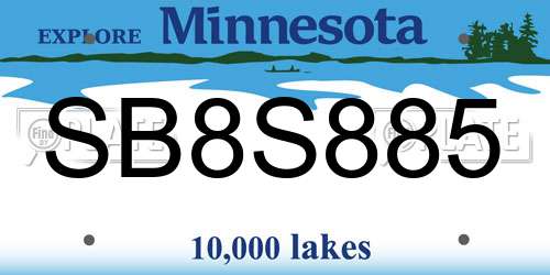 SB8S885 Minnesota License Plate