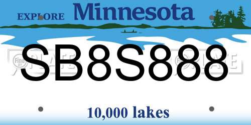 SB8S888 Minnesota License Plate