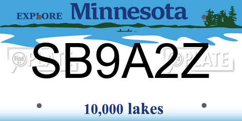 SB9A2Z Minnesota License Plate