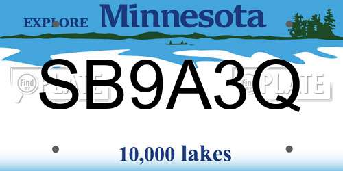 SB9A3Q Minnesota License Plate