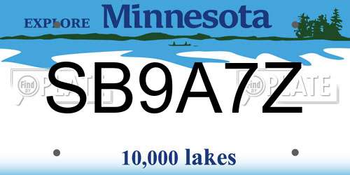 SB9A7Z Minnesota License Plate