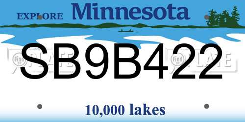 SB9B422 Minnesota License Plate