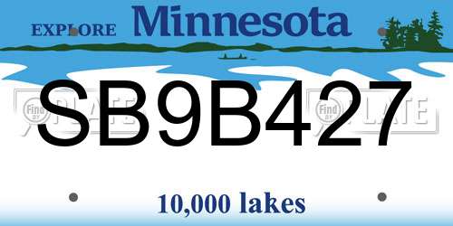 SB9B427 Minnesota License Plate
