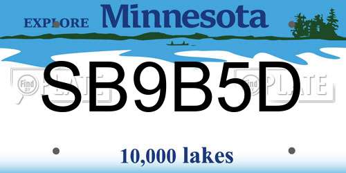 SB9B5D Minnesota License Plate