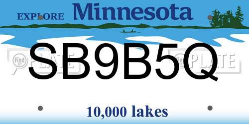SB9B5Q Minnesota License Plate