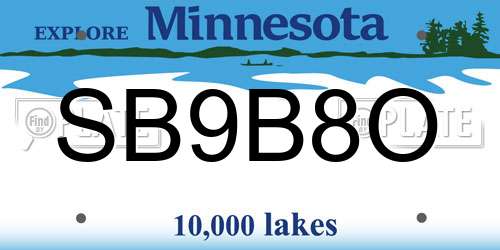 SB9B8O Minnesota License Plate