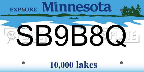 SB9B8Q Minnesota License Plate