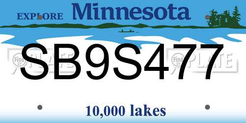 SB9S477 Minnesota License Plate