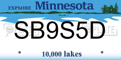 SB9S5D Minnesota License Plate