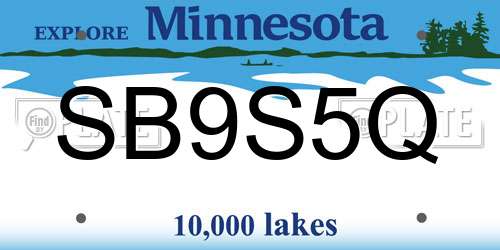SB9S5Q Minnesota License Plate