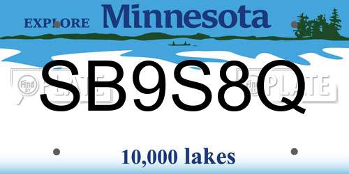 SB9S8Q Minnesota License Plate