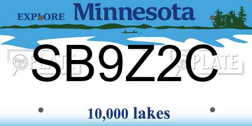 SB9Z2C Minnesota License Plate