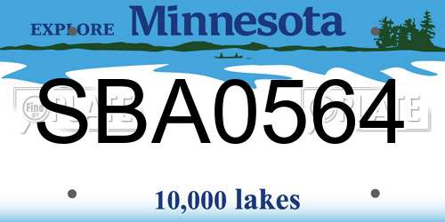 SBA0564 Minnesota License Plate