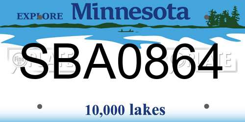 SBA0864 Minnesota License Plate