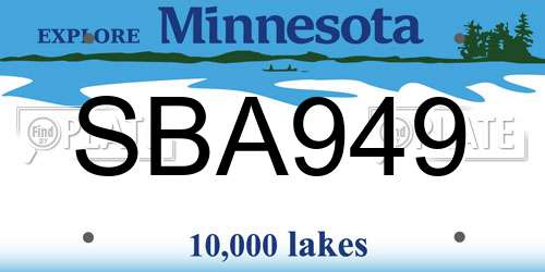 SBA949 Minnesota License Plate