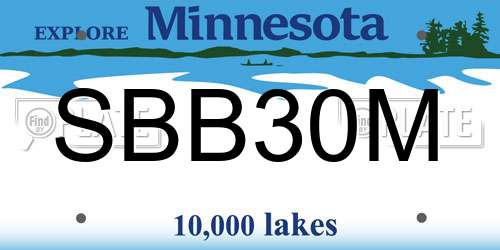 SBB30M Minnesota License Plate