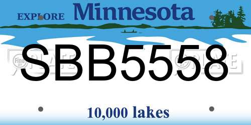 SBB5558 Minnesota License Plate
