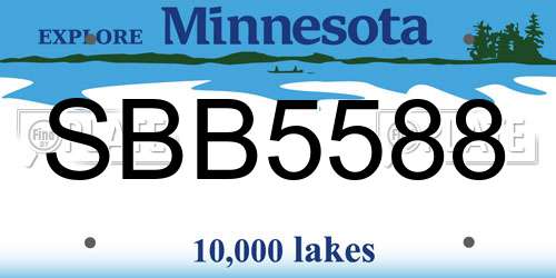 SBB5588 Minnesota License Plate
