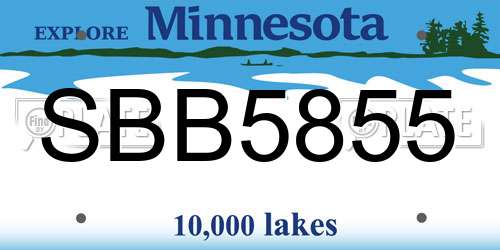 SBB5855 Minnesota License Plate
