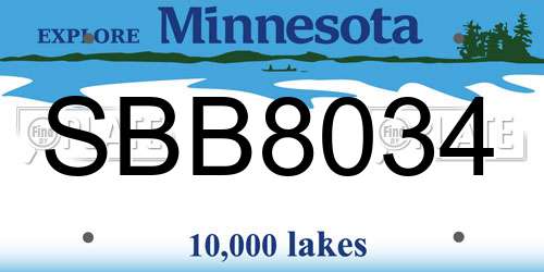 SBB8034 Minnesota License Plate