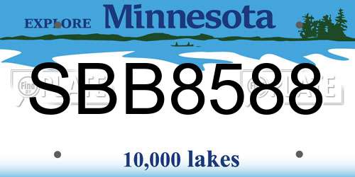 SBB8588 Minnesota License Plate