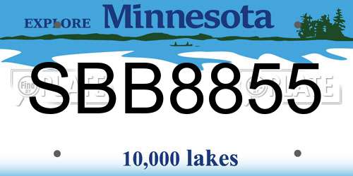 SBB8855 Minnesota License Plate