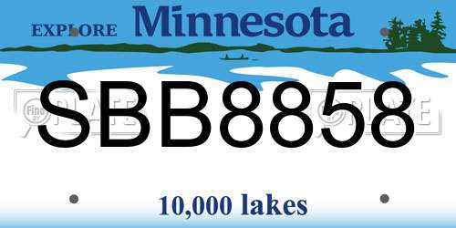 SBB8858 Minnesota License Plate
