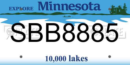 SBB8885 Minnesota License Plate
