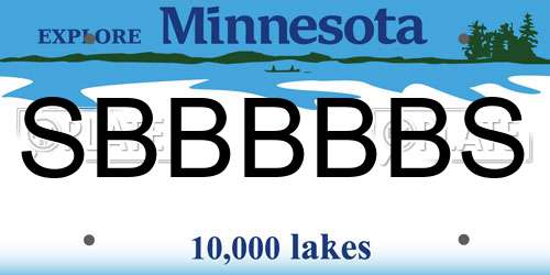 SBBBBBS Minnesota License Plate