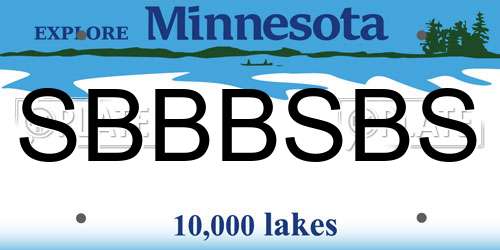 SBBBSBS Minnesota License Plate